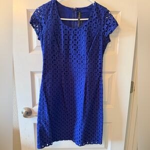 Chic Royal Blue Eyelet Dress